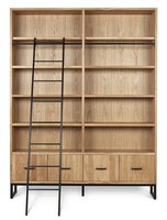 Biblioteka - korpus, półki, szuflady wykonane z litego drewna dębowego w kolorze naturalnym 