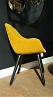 Kubełkowe krzesła tapicerowane, żółte krzesła do salonu