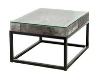 oryginalny niski stolik 100x90 stolik blat płaskorzeźba z lawy wulkanicznej szarej, szyba 8 mm hartowana, podstawa profil 3x3_01