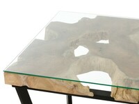 stół na zamówienie, stół z blatem z drewna tekowego + szyba hartowana 