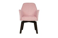 Fotel obrotowy w kolorze Pink, kontrastowa czarna  drewniana rama