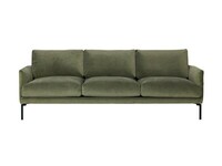 Elegancka Sofa Ravel, tkanina oliwkowy velur, smukłe metalowe nogi, nowoczesny design, oferowana w szerokiej gamie tkanin i skór