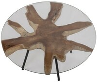 niski stolik, pomocnik, oryginalny blat z drewna tekowego z szybą hartowaną, możliwość zmiany wyglądu blatu