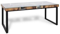 Stół z drewna litego suar, drewno egzotyczne ze szklanym blatem - na zamówienie 