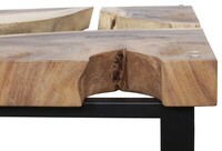 Oryginalny stół drewno suar - blat ze szkłem hartowanym