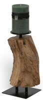 Dekoracyjny świecznik z drewna i metalu