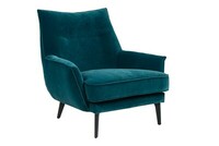 Niebieski fotel Willow w tkaninie welurowej