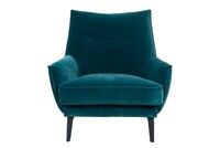 Niebieski fotel Willow w tkaninie welurowej, turkusowy fotel