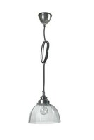 Lampa wisząca jednopunktowa za długim regulowanym kablu. Lampa ze szklanym kloszem.
