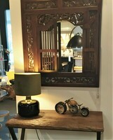 Lustro okiennica w kolorze brązowym, salon inne meble wystrój wnętrz lampy Kaspa, meble unikatowe na wymiar