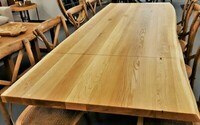 stół rozkładany typu Oflis z dostawki w litego drewna w kontynuacją usłojenia , Lux NA Wymiar , LITY DĄB NA STALOWYCH NOGACH  (3)