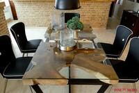 piękne stoły z szybą drewno egzotyczne metal nogi