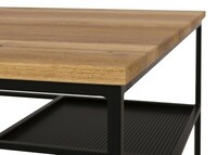 stolik z półką z blachy preforowanej, czarne nogi, dębowy blat, stal i drewno, meble na wymiar (3)