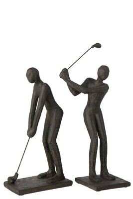 Figurka golfisty z kijem golfowym, czarna rzeźba dekoracyjna na biurko i komodę – Inne Meble Lublin
