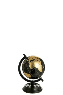 Globus dekoracyjny, globus na metalowej podstawie, globus czarno - złoty. Dekoracje do pokoju nastolatka, ciekawe dodatki do domu.
