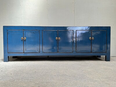 Długa niebieska komoda, komoda 180 cm, drewniana komoda, chińska komoda