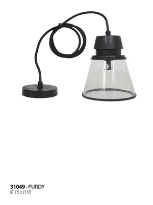 Wisząca lampa industrialna, szklana lampa wisząca, czarna lampa wisząca, 